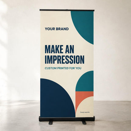 Black retractable banner — front view