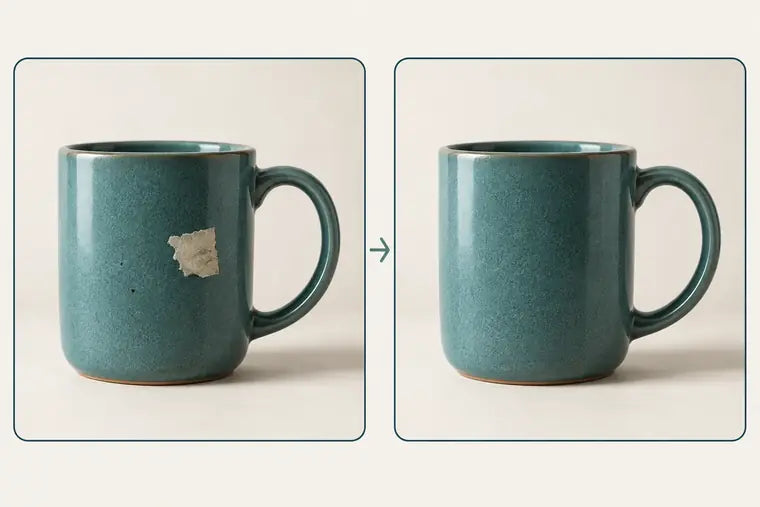 A soft photo shown before and after correction.