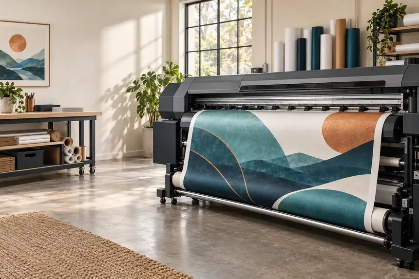 Wide-format printing in production.